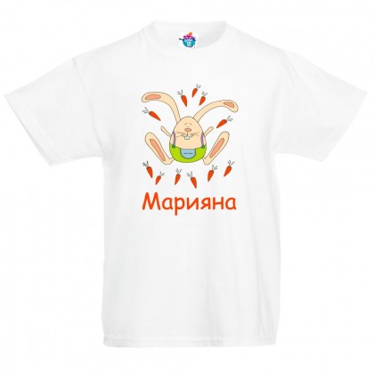 Детска тениска  за Великден - Зайче с моркови