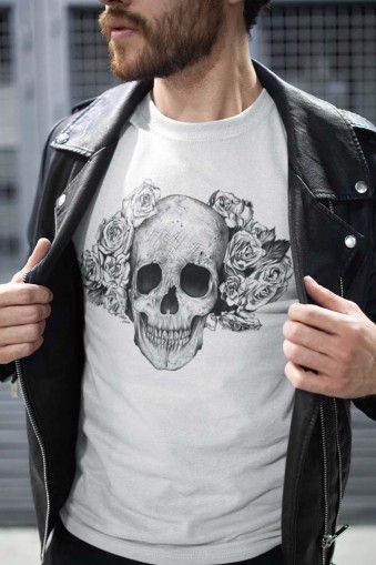 Мъжка Тениска  Череп с рози