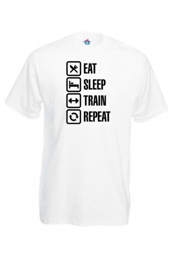 Мъжка тениска Еat-Sleep-Train-Repeasleep