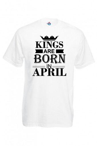 Мъжка тениска за Рожден ден Kings are born April ...