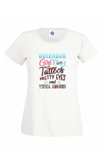 Дамска Тениска За Рожден Ден Рretty Eyes За Декември