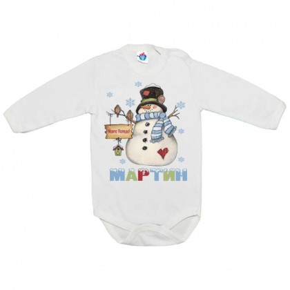 Бебешко боди за Коледа със снежен човек
