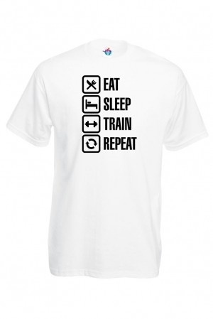 Мъжка тениска Еat-Sleep-Train-Repeasleep