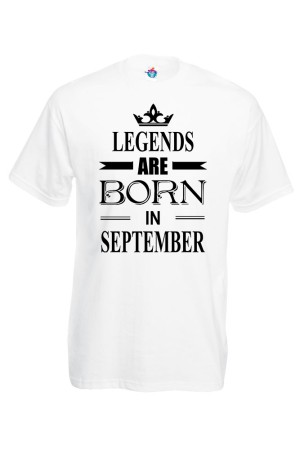 Мъжка тениска за Рожден ден Legends are Born September...
