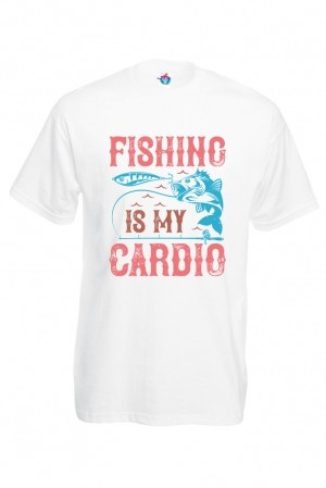 Мъжка Тениска За Риболов Fishing Is My Cardio-01