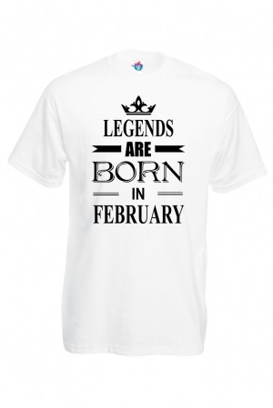 Мъжка тениска за Рожден ден Legends are Born February...