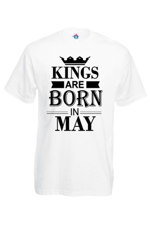 Мъжка тениска за Рожден ден Kings are born May ...