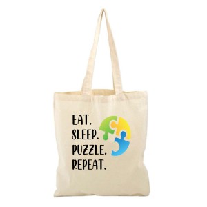 Памучна чанта: Eat. Sleep. Puzzle. Repeat.