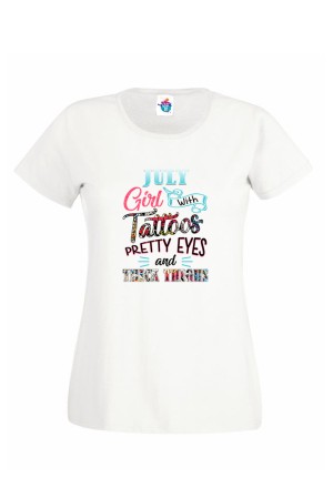 Дамска Тениска За Рожден Ден Рretty Eyes За Юли