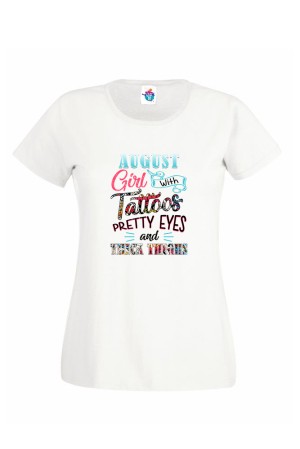 Дамска Тениска За Рожден Ден Рretty Eyes За Август